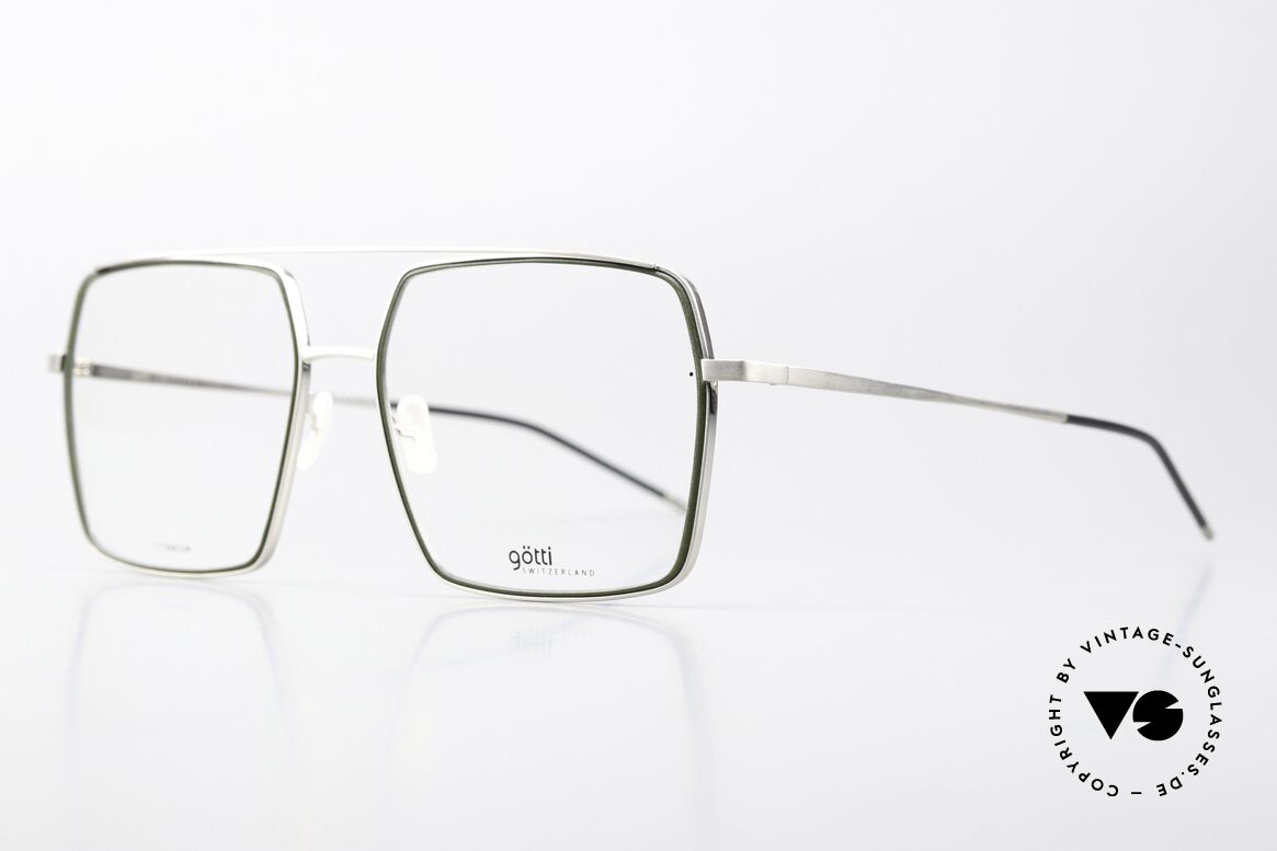 Götti Drake Striking XL Titanium Frame, interesting frame color in moss green and silver, Made for Men