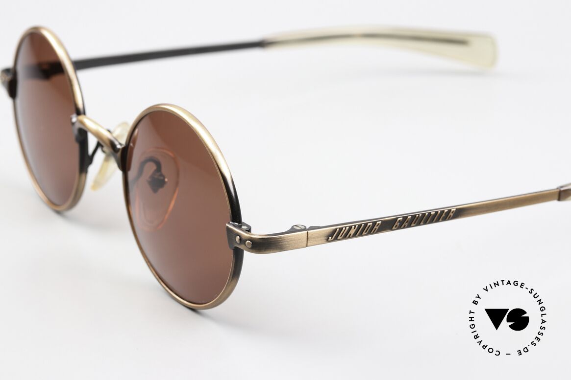 Jean Paul Gaultier 57-0173 Antique Bronze Frame 90s, round frame with "Junior Gaultier" on the temples, Made for Men and Women