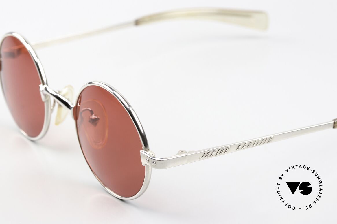 Jean Paul Gaultier 57-0173 Silver Chrome Blood Orange, round frame with "Junior Gaultier" on the temples, Made for Men and Women