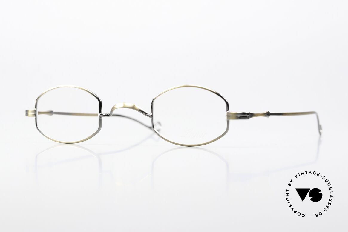 Lunor II 02 Small Frame In Antique Gold, very small Lunor eyeglass-frame in antique gold, Made for Men and Women