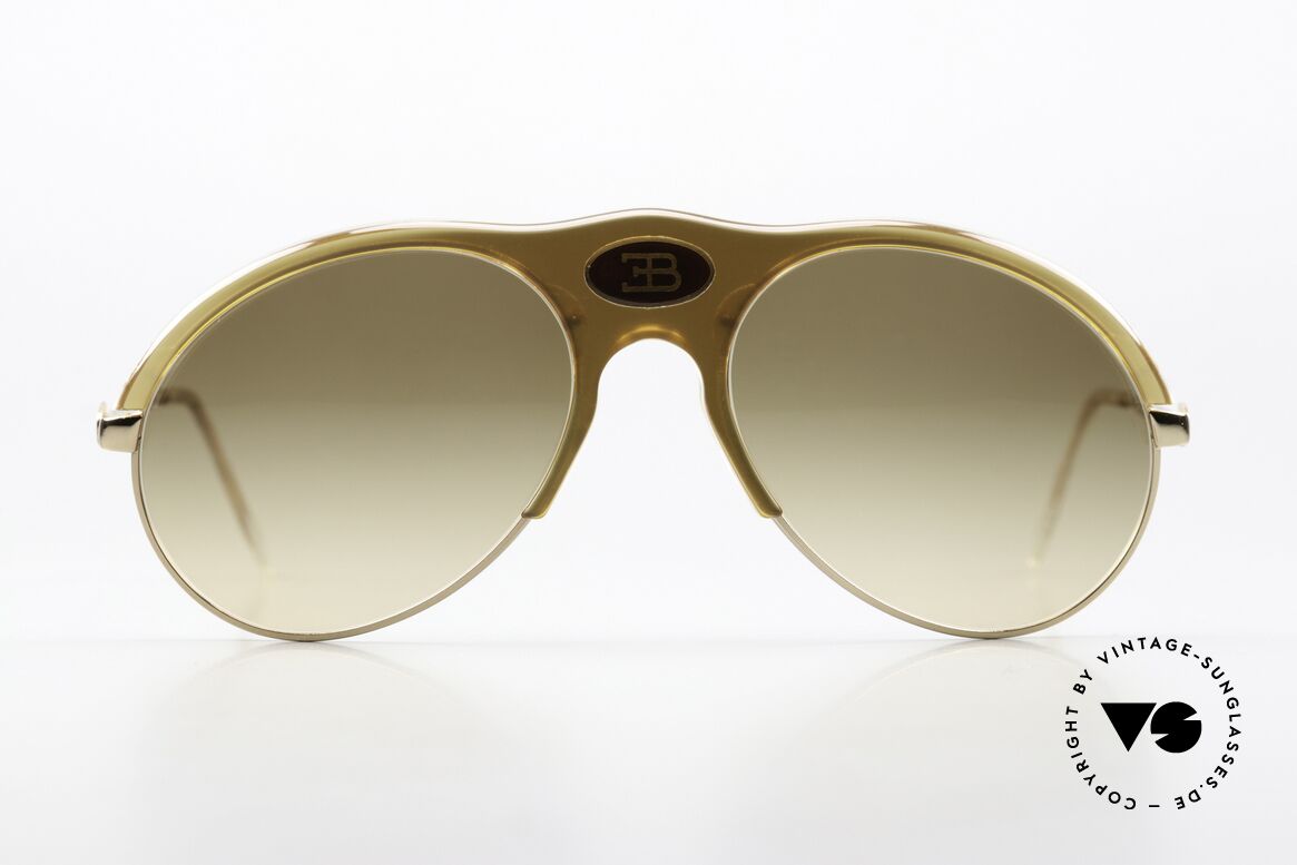 Bugatti 64901 Collector's Shades 70's, gold-shining frame front with golden brown lenses, Made for Men