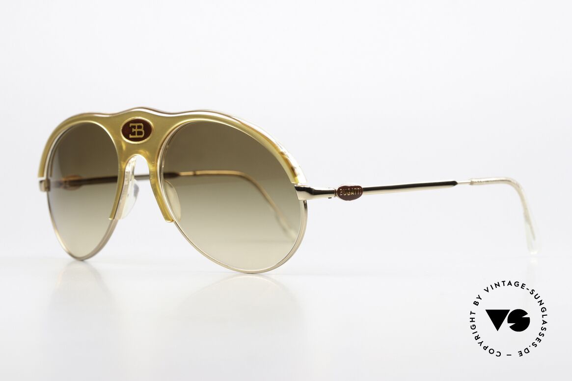 Bugatti 64901 Collector's Shades 70's, LARGE frame (58 size) with central red Bugatti logo, Made for Men