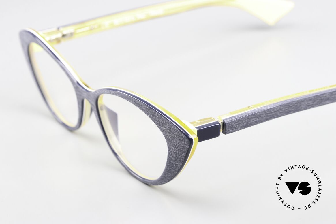 Piero Massaro 462 Designer Cateye Glasses, women's cateye frame design in dark blue and yellow, Made for Women