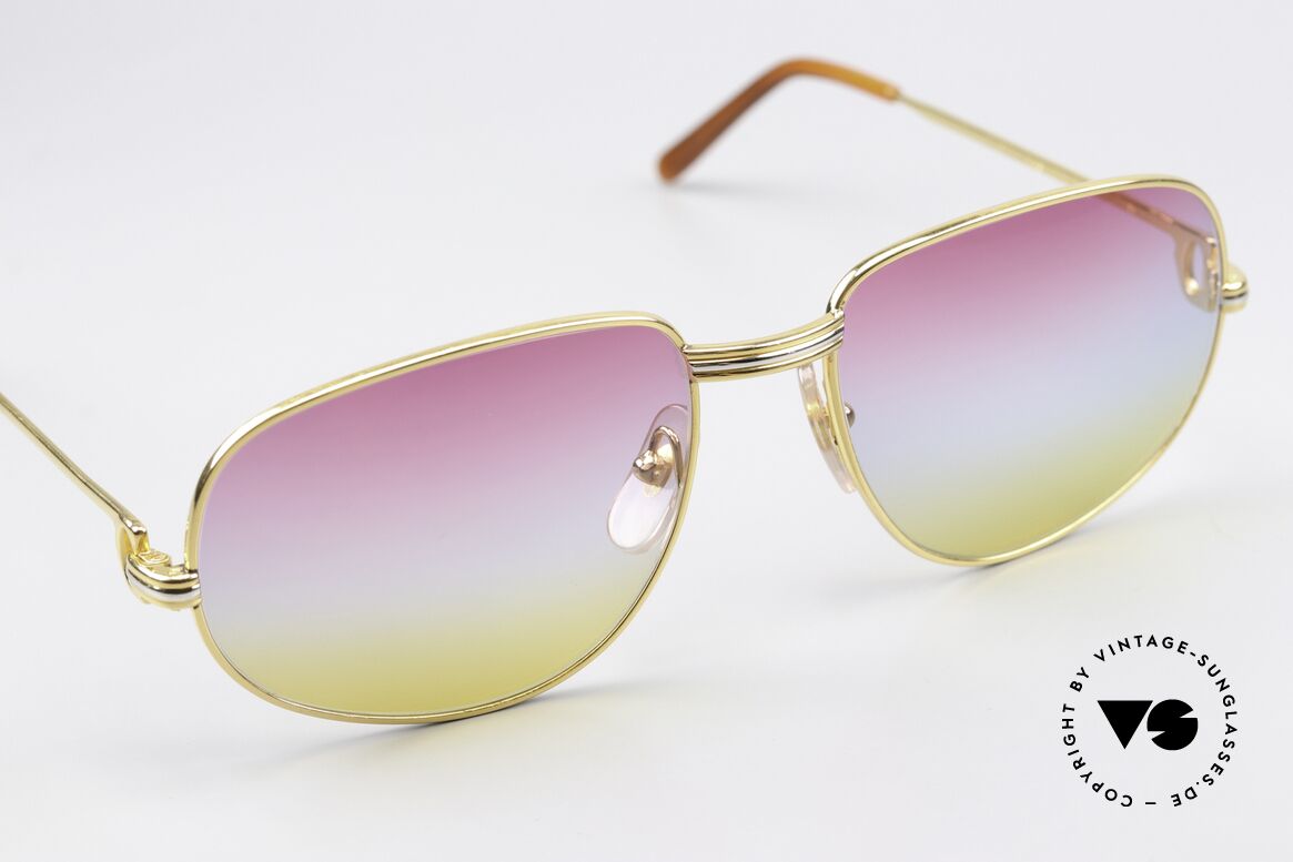 Cartier Romance LC - L 80's Frame Sunrise Lenses, with new sunrise-gradient sun lenses: fancy tricolored tint, Made for Men and Women