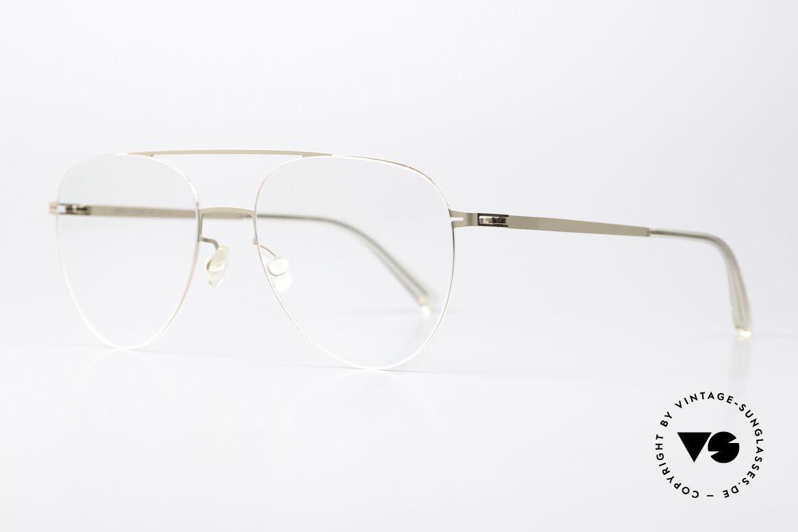 Mykita Jun Large Aviator Lessrim Frame, color 360 = Champagne Gold & Taupe Grey (unisex), Made for Men and Women
