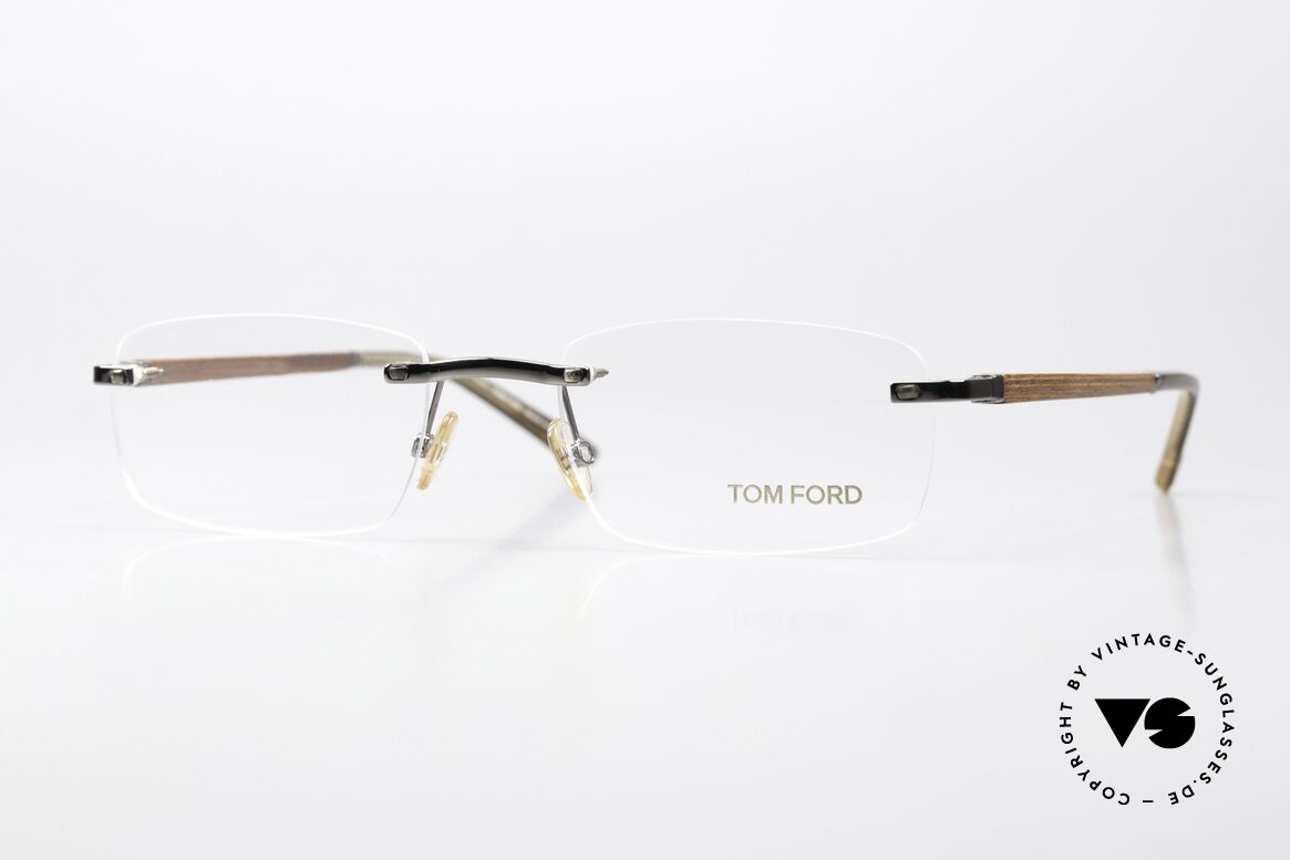 Tom Ford TF5080 Rimeless Wooden Temples, Tom Ford TF5080, col 731, designer glasses, 54/20, Made for Men and Women