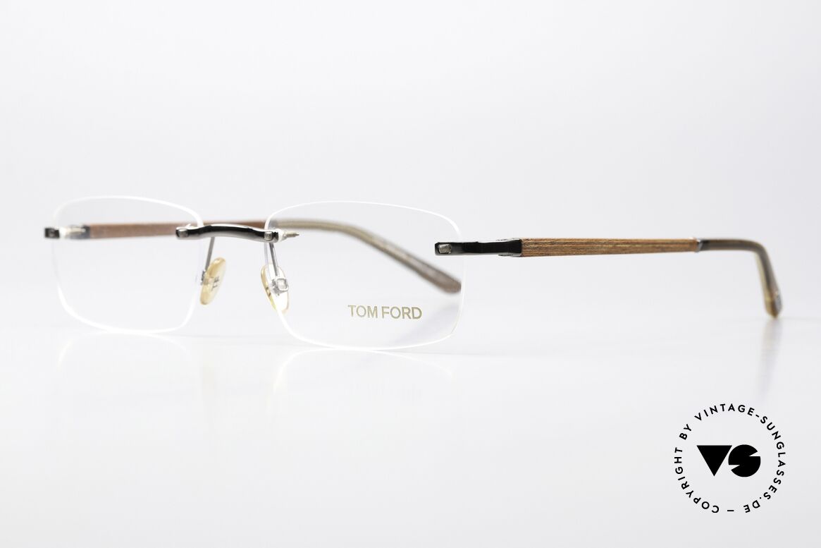 Tom Ford TF5080 Rimeless Wooden Temples, rimless unisex frame with flexible wooden temples, Made for Men and Women
