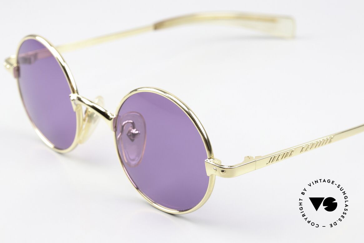 Jean Paul Gaultier 57-0173 Unique Purple Sun Lenses, great contrast between gold frame & purple lenses, Made for Men and Women