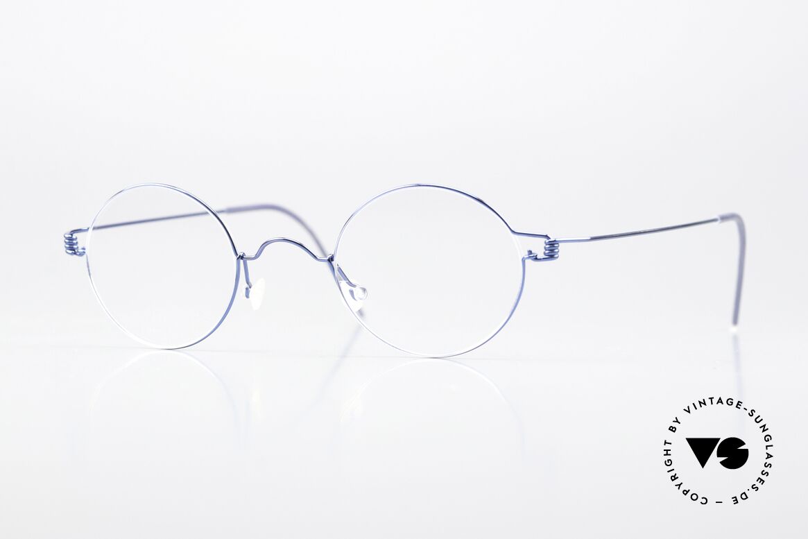 Lindberg Corona 42 Air Titan Rim Round Specs Blue Metallic, LINDBERG Air Titanium Rim eyeglasses in size 42-24, Made for Men and Women