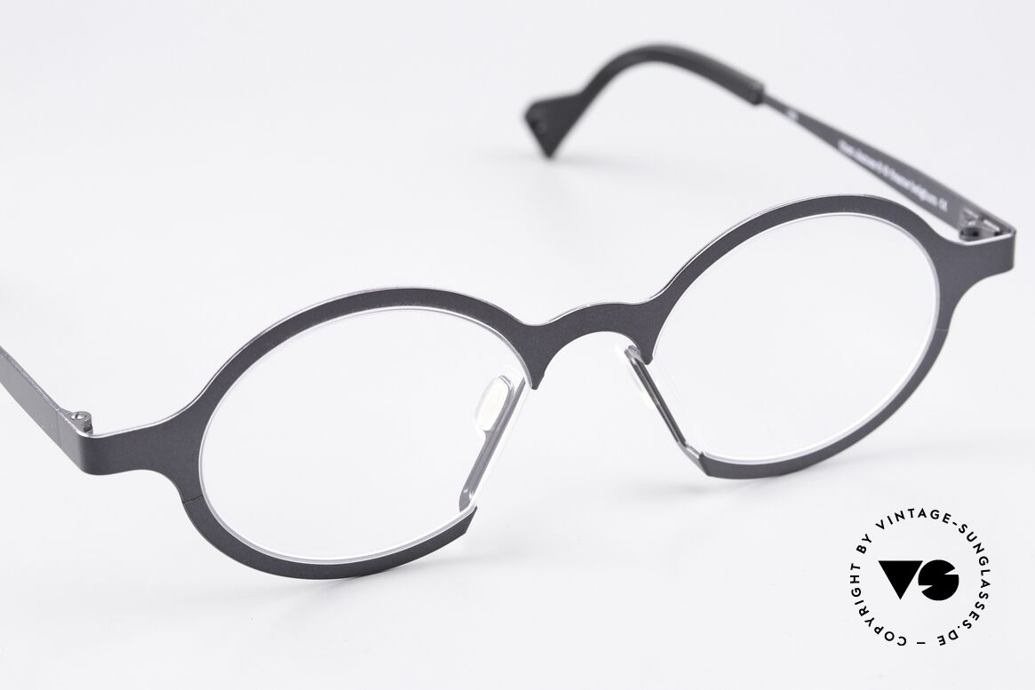 Theo Belgium James 6 Striking Bridge Eyewear, size 47-18; c. 189 (grey with a slight blue tint), Made for Men and Women