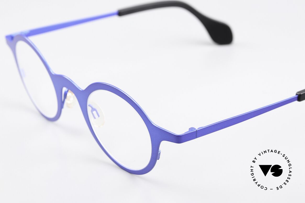 Theo Belgium Mille 24 Metal Frame Blue Metallic, unworn; like all our vintage Theo eyewear specs, Made for Men and Women