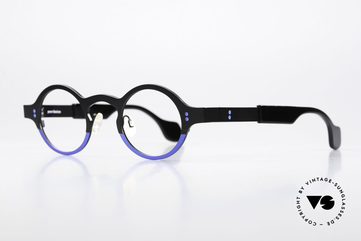 Theo Belgium Huitante Sept Round Titan Frame 2012, two-tone color code 365 (black & blue metallic), Made for Men and Women