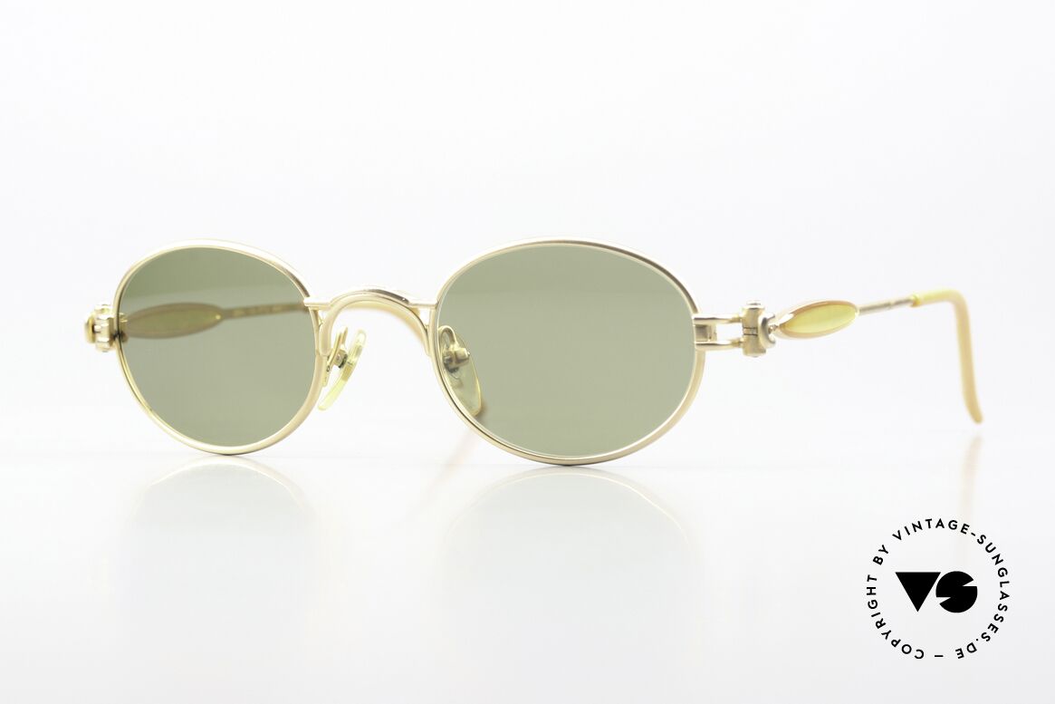 Jean Paul Gaultier 56-7113 Matte Gold Green Shades, unique VINTAGE sunglasses by Jean Paul GAULTIER, Made for Men and Women
