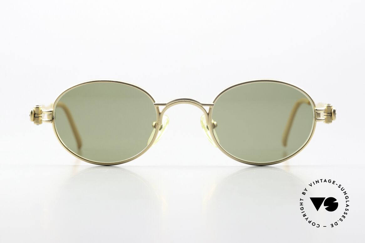Jean Paul Gaultier 56-7113 Matte Gold Green Shades, with fancy designed temples (typically J.P. Gaultier), Made for Men and Women
