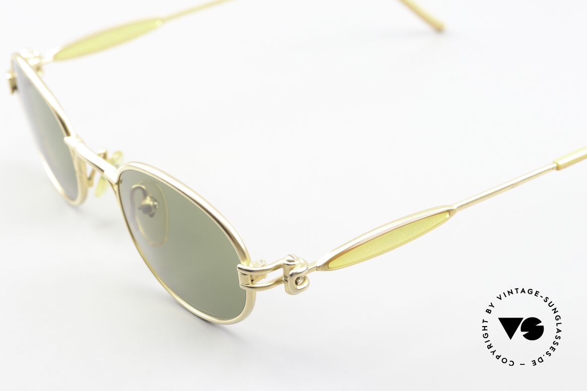 Jean Paul Gaultier 56-7113 Matte Gold Green Shades, unused (like all our rare Haute Couture sunglasses), Made for Men and Women