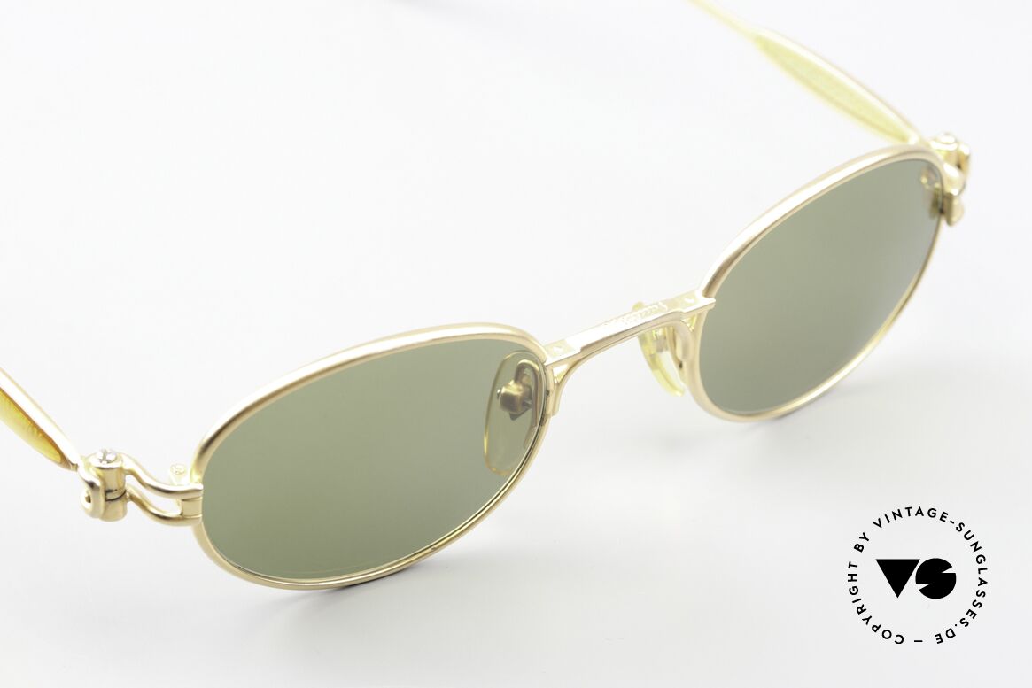 Jean Paul Gaultier 56-7113 Matte Gold Green Shades, NO retro shades; authentic designer piece from 1994, Made for Men and Women