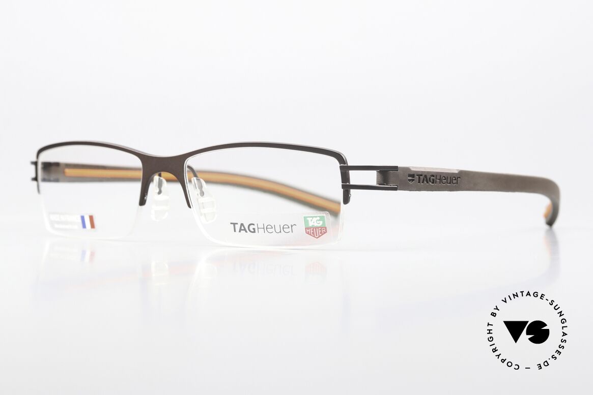 Tag Heuer 7621 Fold Semi Rimmed Havana Orange, with “racing” temples made of elastomer rubber, Made for Men