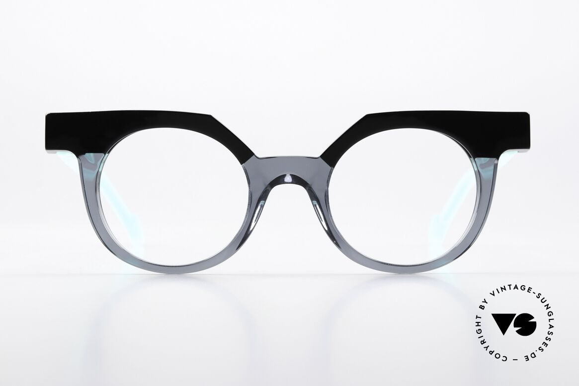 Anne Et Valentin Punchy Artful Designer Glasses, Anne & Valentin specs in black, gray & turquois, Made for Women