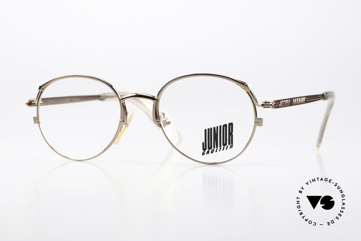Jean Paul Gaultier 57-2173 90's Shiny Bronze Metallic, high-end Panto designer frame in M size 49/19, Made for Men and Women