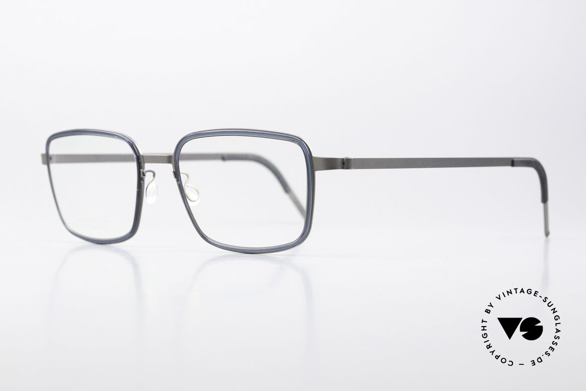 Lindberg 9754 Strip Titanium Classic Men's Frame XL, 145mm wide gentlemen's frame in bluish / anthracite, Made for Men