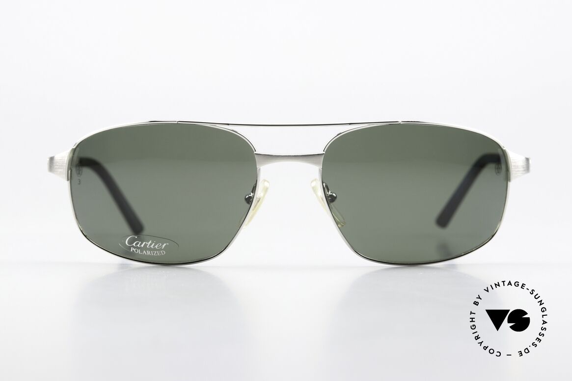 Cartier Spirit Brushed Platinum Shades, with POLARIZED sun lenses; large size 60x18, 130, Made for Men