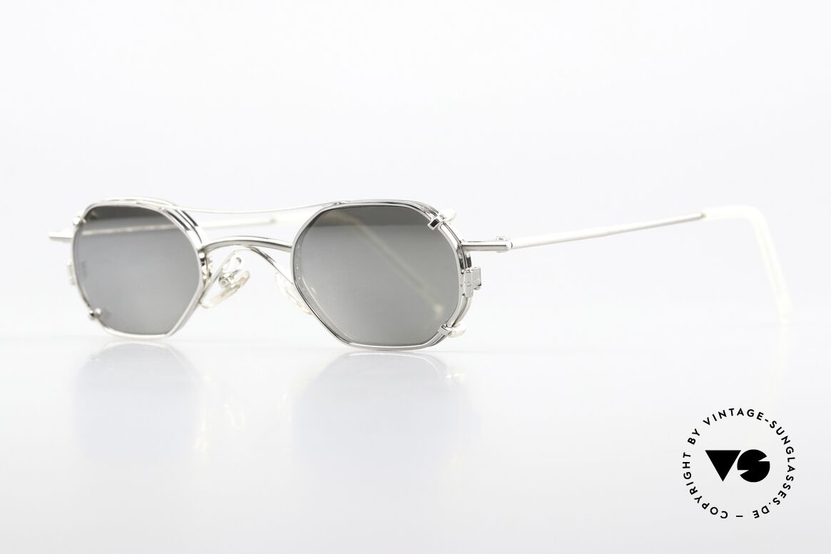 Christian Roth 2401 Silver Mirrored Sun Clip, SMALL frame: lens height 29mm & lens width 40mm, Made for Men and Women