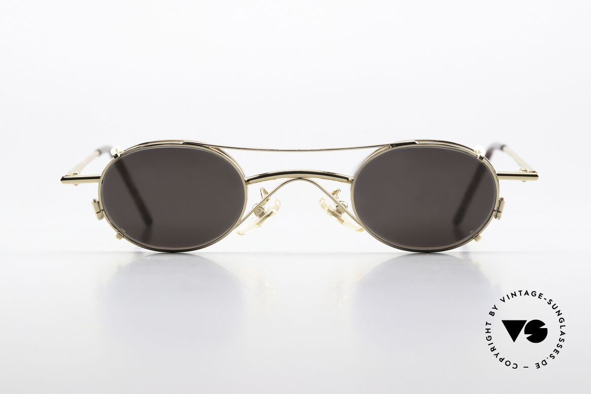 Christian Roth 2400 Gold Plated Frame Clip On, oval vintage 90's designer sunglasses, GOLD-plated, Made for Men and Women