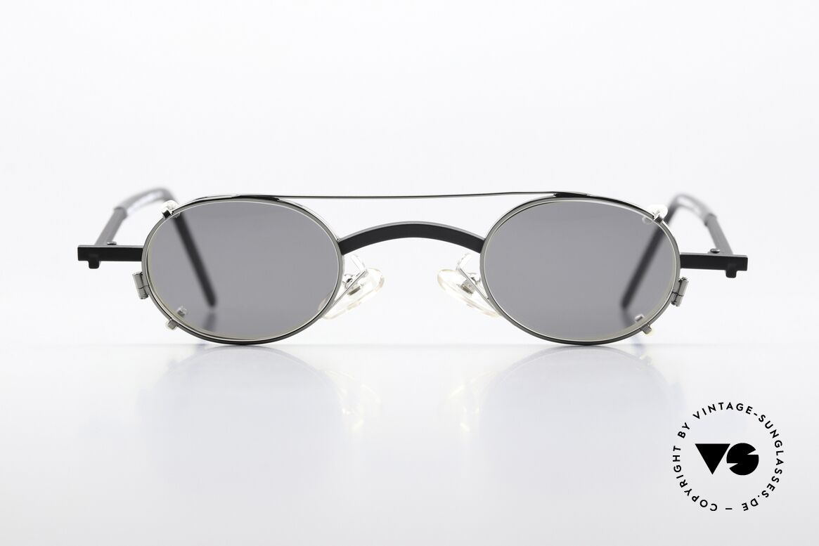 Christian Roth 2505 Oval Frame Silver Clip On, matte black / silver vintage frame with silver clip-on, Made for Men and Women