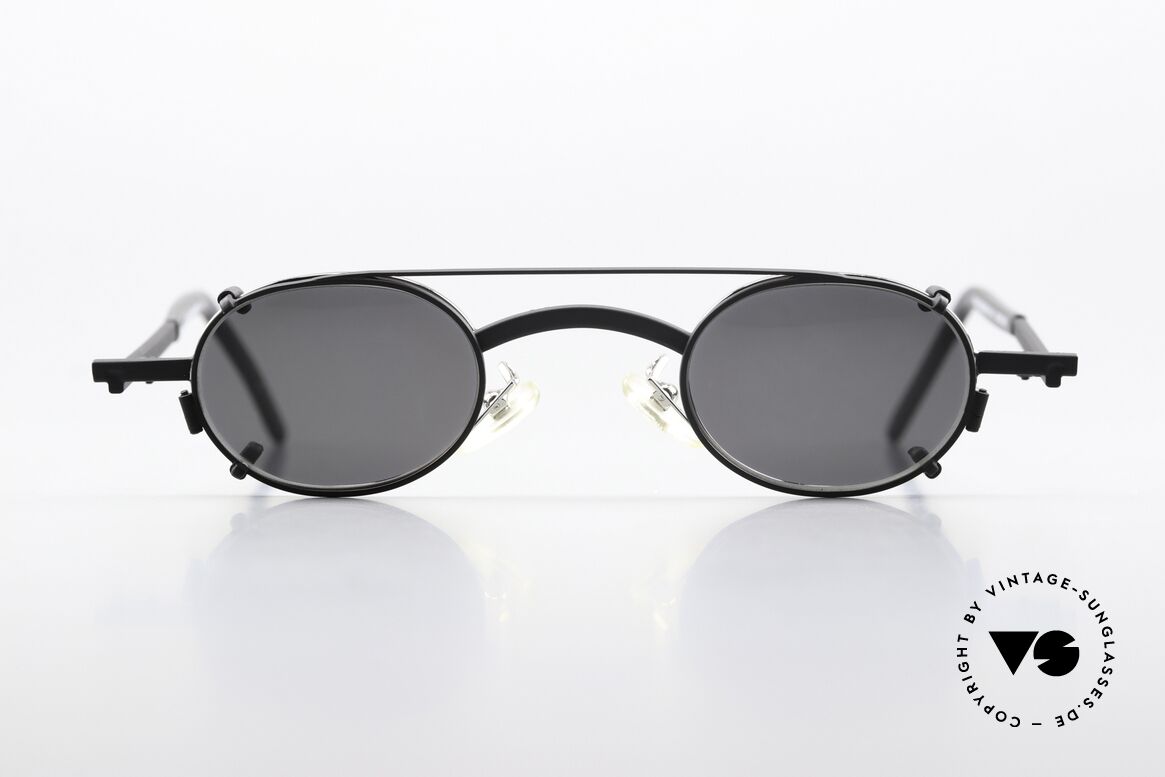 Christian Roth 2505 Oval Frame Black Clip On, matte black / silver vintage frame with black clip-on, Made for Men and Women