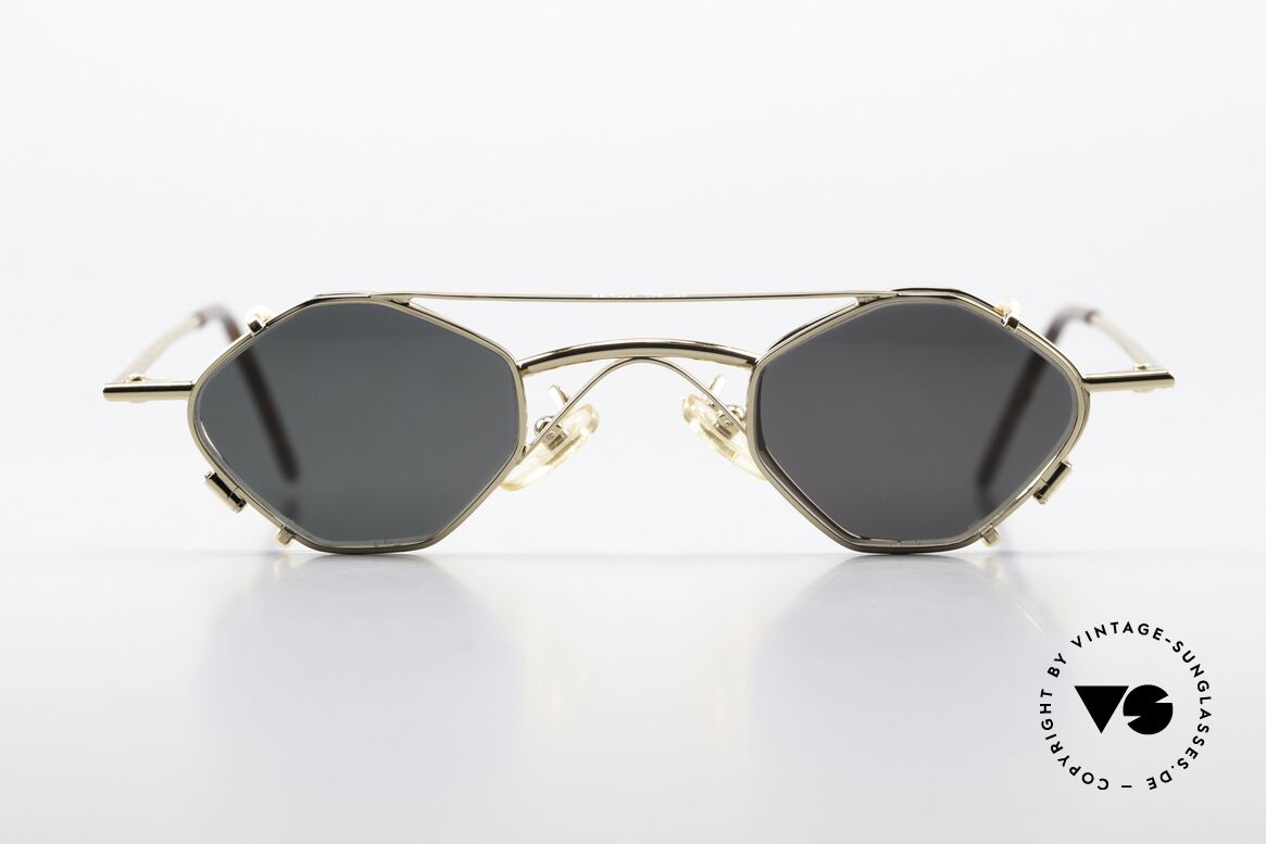 Christian Roth 2402 Octagonal Glasses Clip On, rare vintage 90's designer sunglasses, GOLD-plated, Made for Men and Women