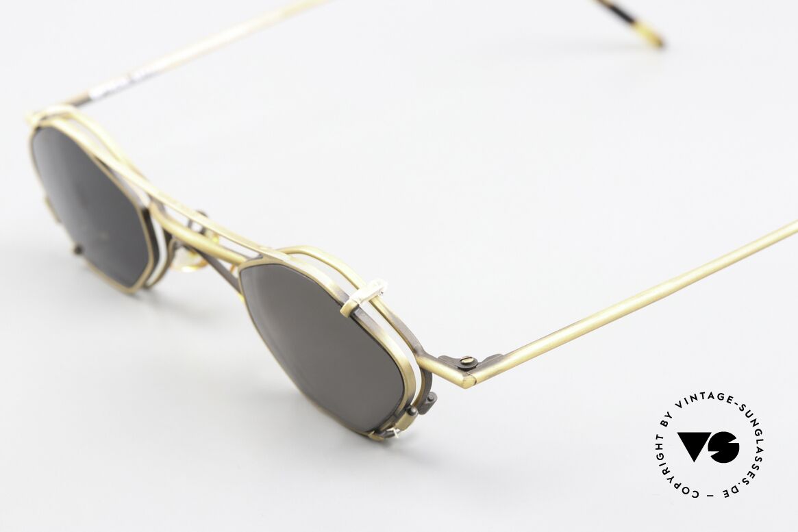 Christian Roth 2402 Octag Frame Antique Gold, with removeable CLIP-ON (for 100% UV protection), Made for Men and Women