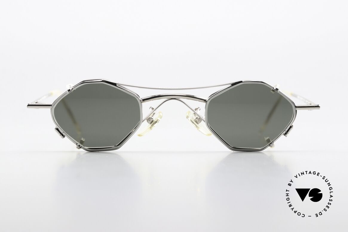 Christian Roth 2402 Octagonal Frame Sun Clip, rare vintage 1990's designer specs in silver-chrome, Made for Men and Women