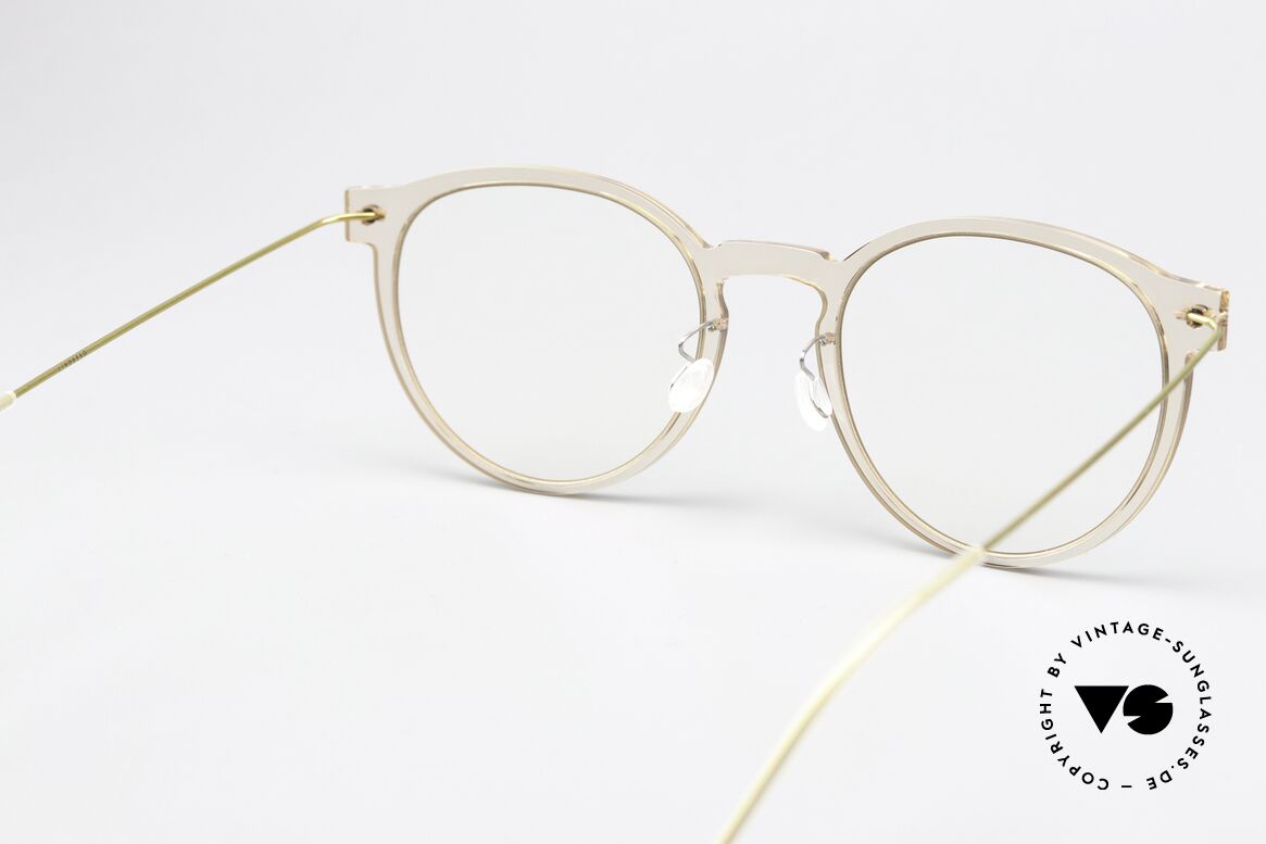 Lindberg 6603 NOW Frame Crystal Clear Gold, original DEMO glasses can be exchanged as desired, Made for Women