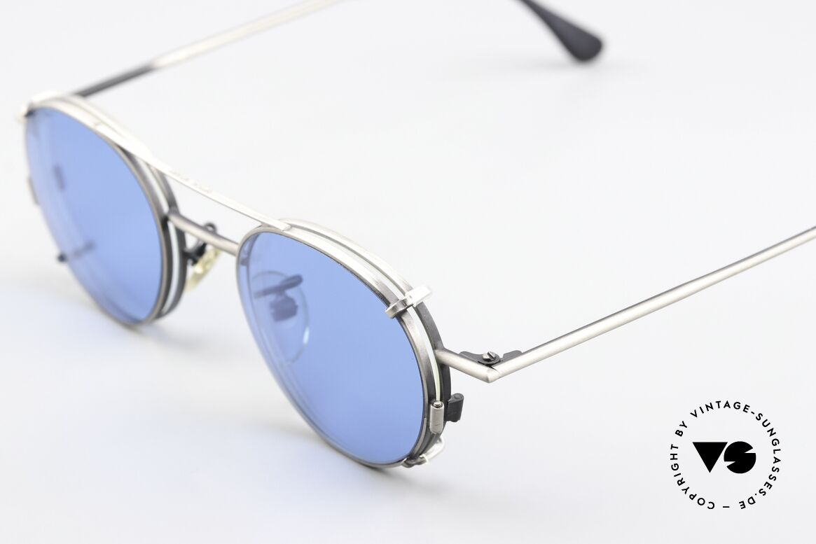 Christian Roth 2405 90's Frame Antique Silver, with removeable CLIP-ON: blue, 100% UV protection, Made for Men and Women