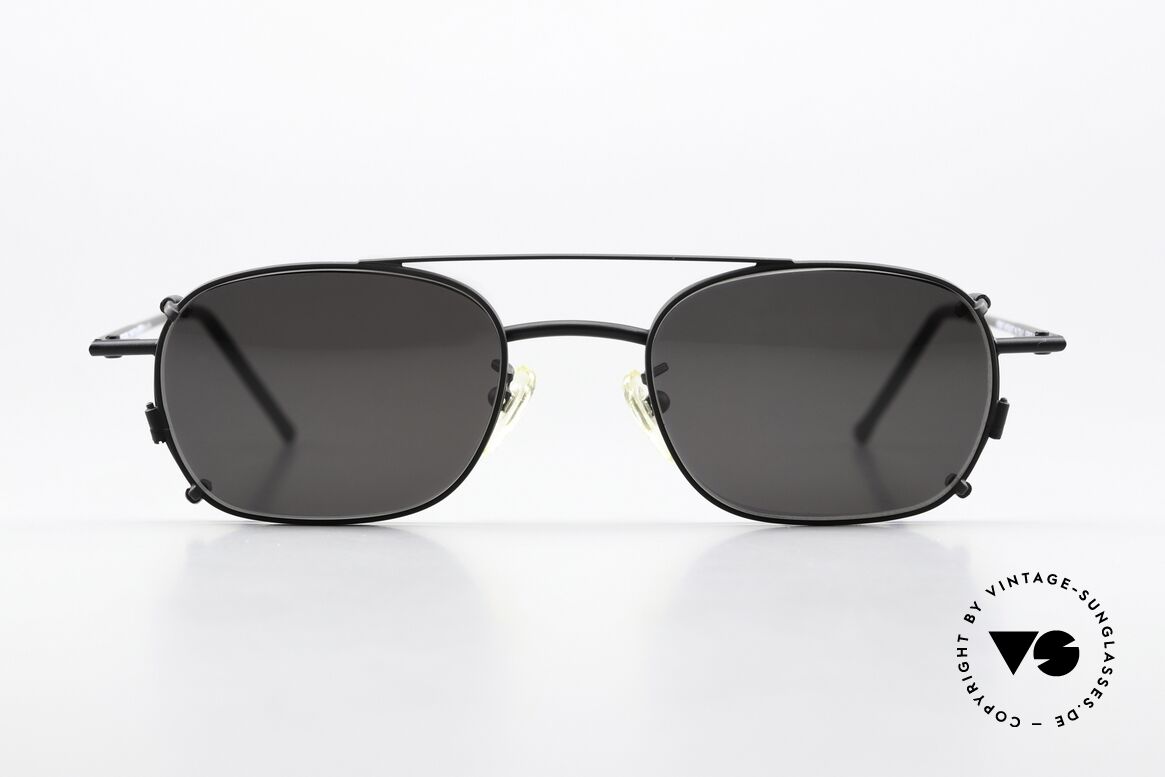 Christian Roth 2404 Square Eyewear Clip On, rare vintage designer spectacles; matte black finish, Made for Men and Women