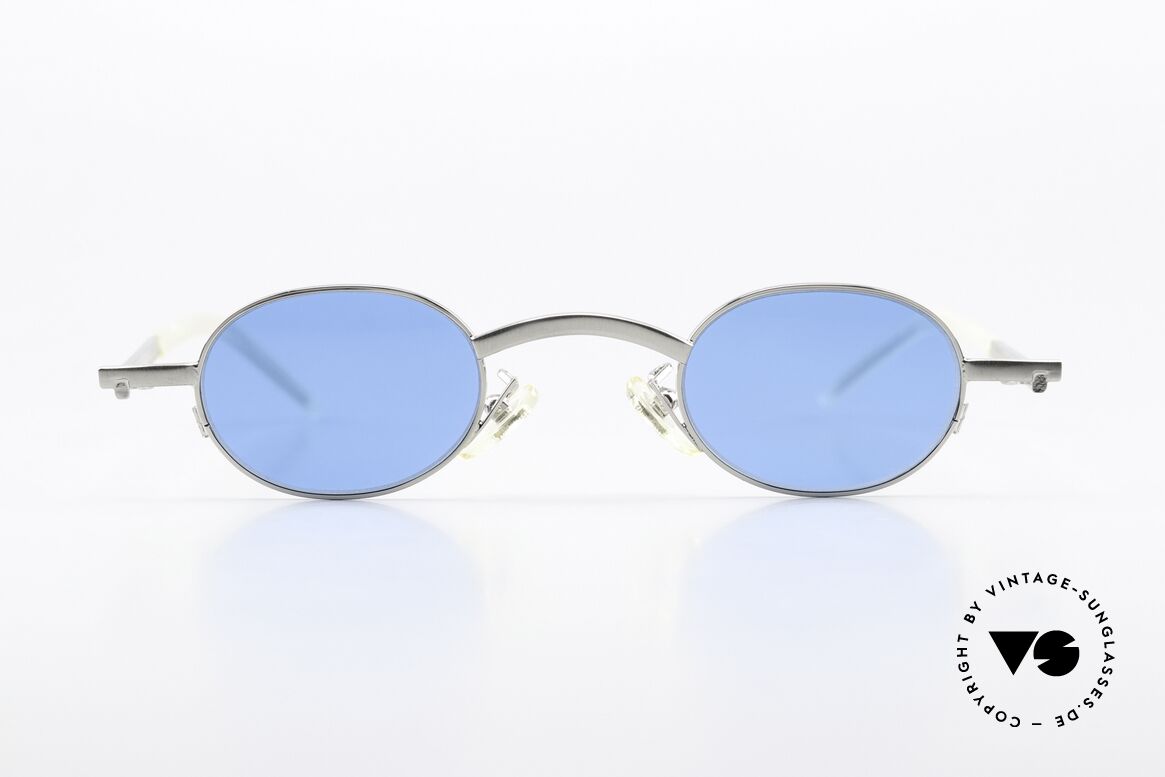Christian Roth 2505 90s Glasses In Bauhaus Style, matte silver frame with blue sun lenses; 100% UV, Made for Men and Women