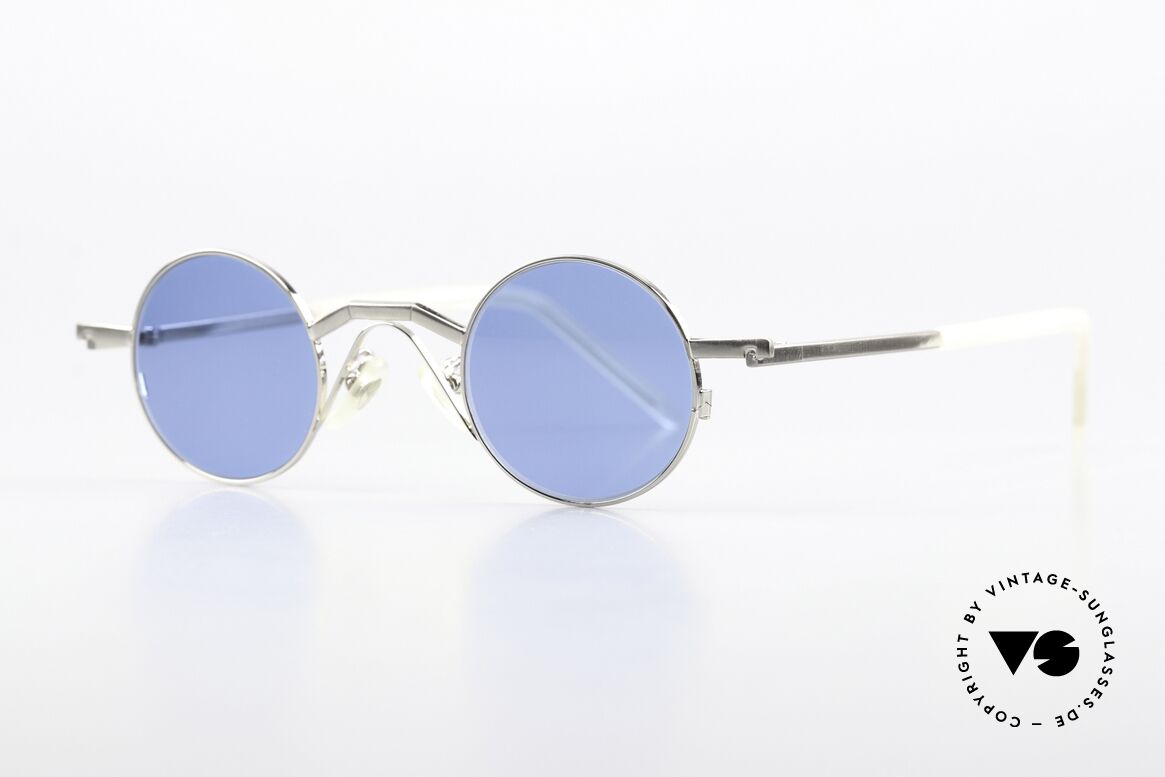 Christian Roth 2502 Round Frame Bauhaus Style, blue plastic sun lenses for 100% UV protection, Made for Men and Women