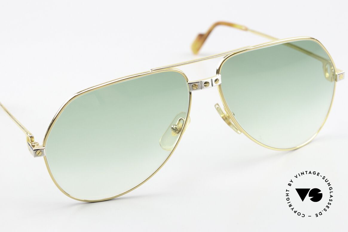 Cartier Vendome Santos - L 80's Luxury Aviator Frame, new lenses in green-gradient with 100% UV protection, Made for Men and Women