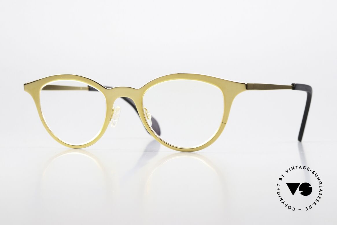 Theo Belgium Mille 21 Glossy Chrome Gold 24ct, extremely eye-catching ladies eyeglass-frame, Made for Women
