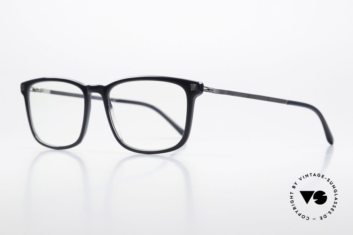 Mykita Kauko Dark Blue And Shiny Silver, acetate frame front with characteristic Mykita temples, Made for Men and Women