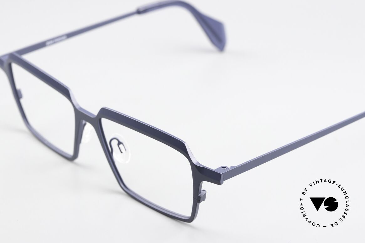 Theo Belgium Flanders Square Titanium Eyewear, 2015's frame in size 51-15, color 353 (dark blue), Made for Men and Women