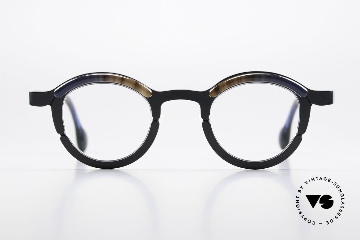 Theo Belgium Piece Round Frame Unisex Panto, great combination of colors, shapes & materials, Made for Men and Women