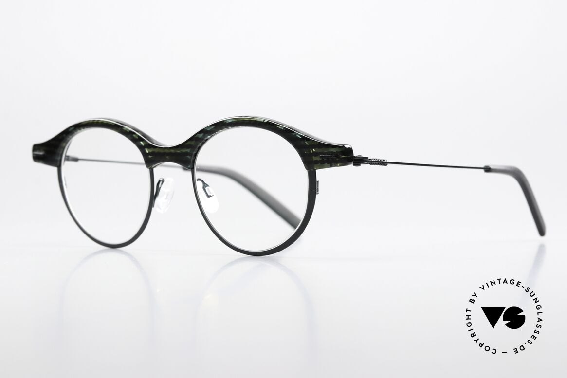 Theo Belgium Ovy Interesting Frame Pattern, acetate front with temples / arms of stainless steel, Made for Men and Women