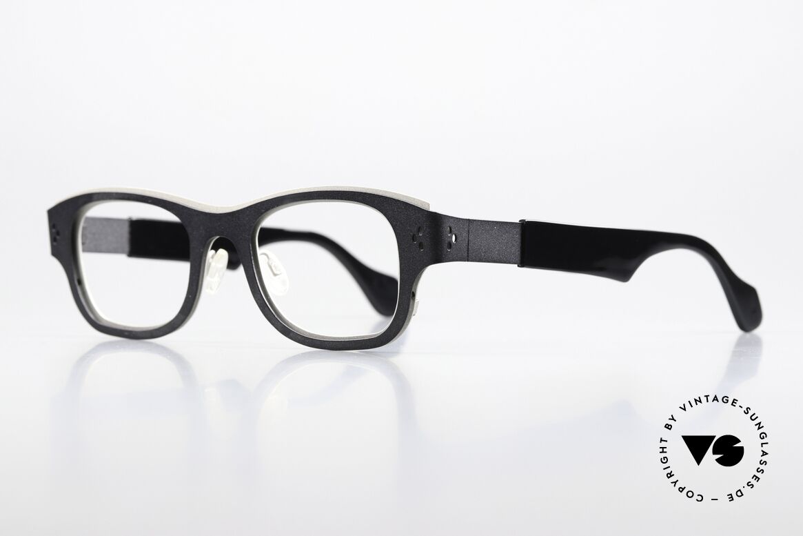 Theo Belgium Vingt Deux Two-Tone Designer Glasses, two-tone color code 229 (black and gray-silver), Made for Men and Women