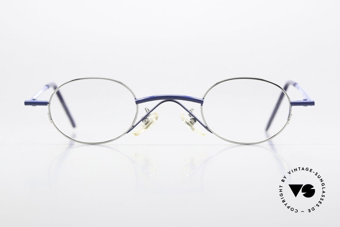 Christian Roth 2400 Oval Frame Bauhaus Style, frame finish with "shiny silver" and "dark blue", Made for Men and Women