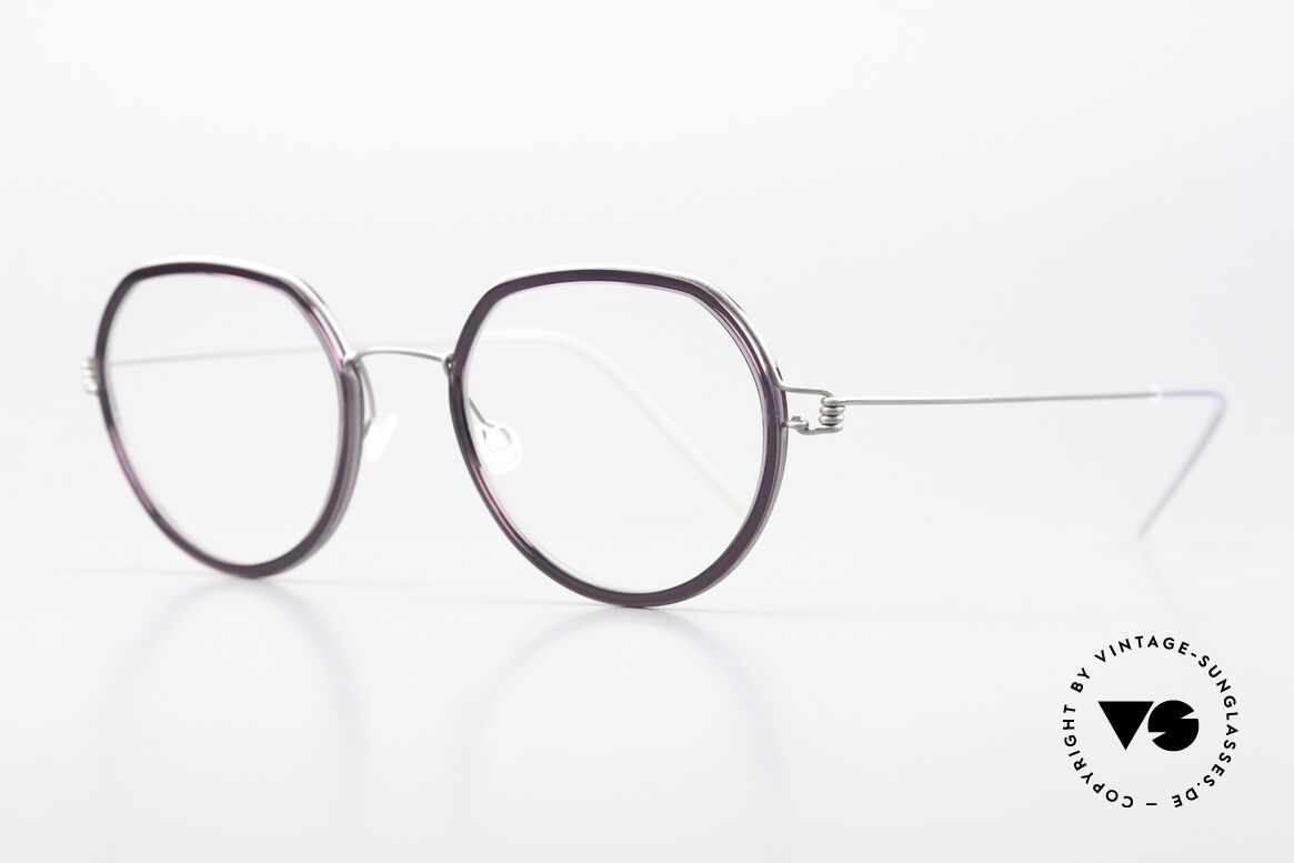 Lindberg Gillian Air Titan Rim Titanium and Dark Violet, striking refined Air Titan frame with Acetate inner rim, Made for Women