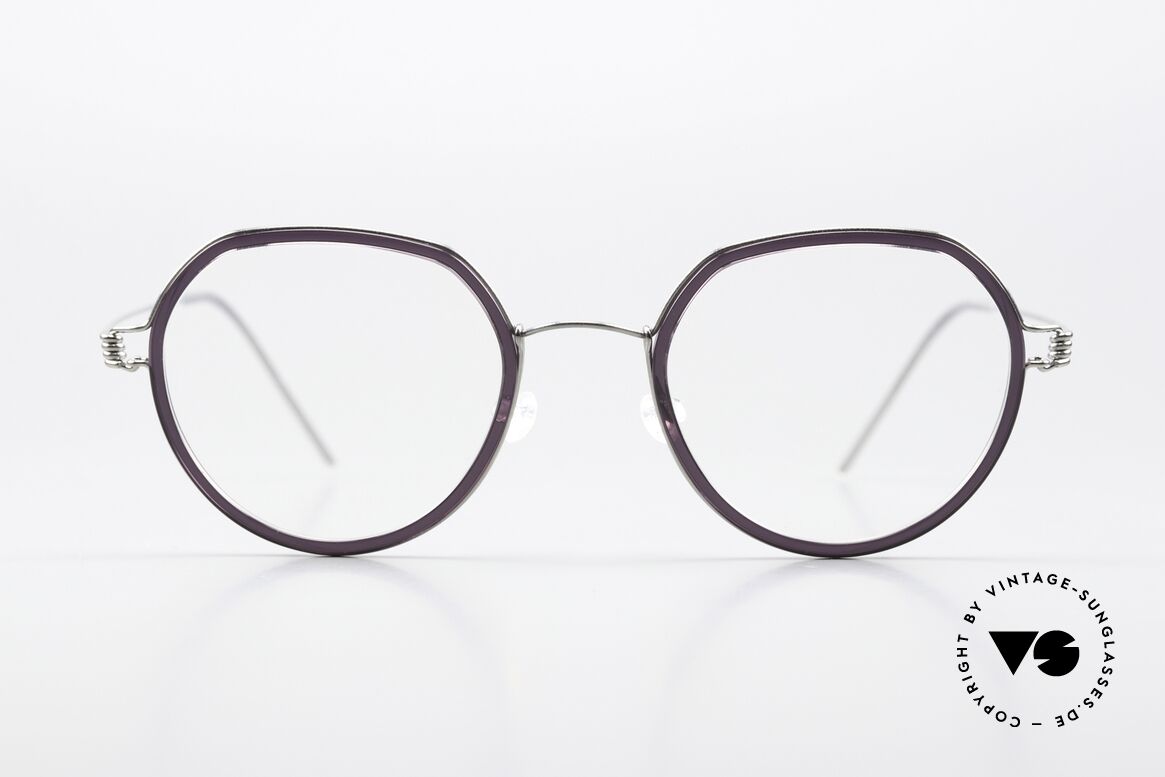 Lindberg Gillian Air Titan Rim Shiny Silver & Dark Violet, mod. Gillian, in size 47-20, temple length 145, col. 10, Made for Women