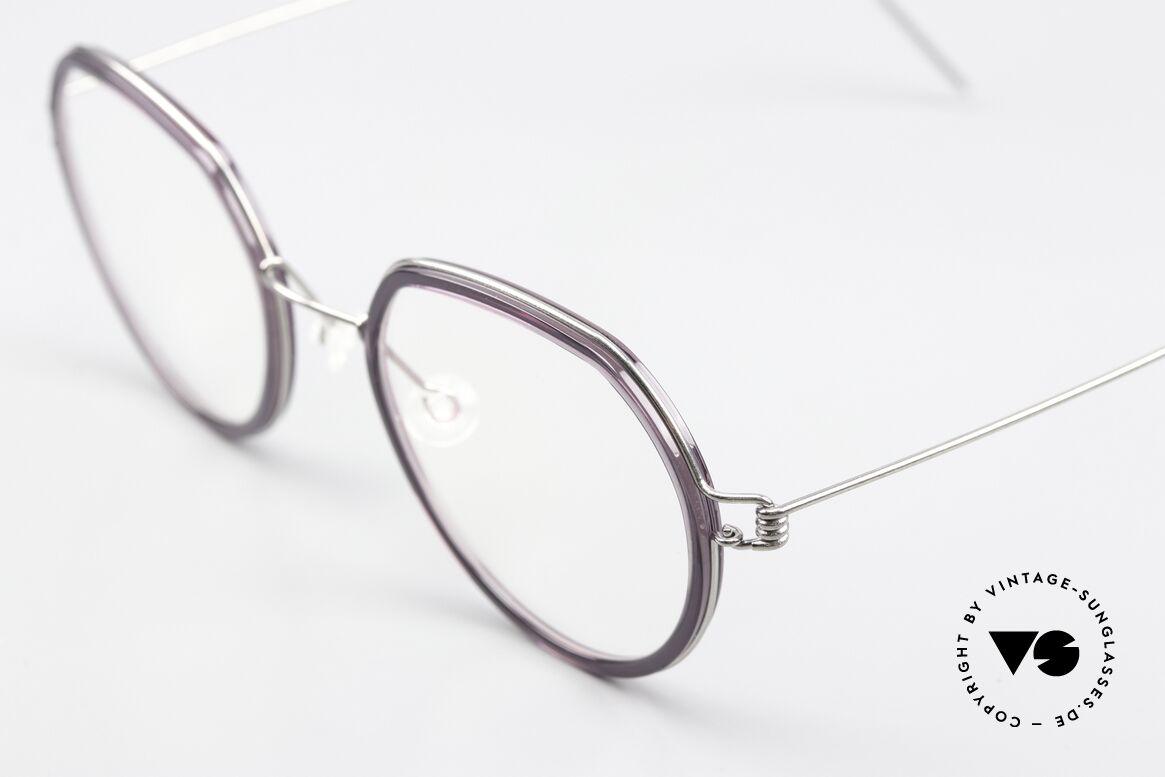 Lindberg Gillian Air Titan Rim Shiny Silver & Dark Violet, color P10 = shiny silver with acetate in "dark violet", Made for Women