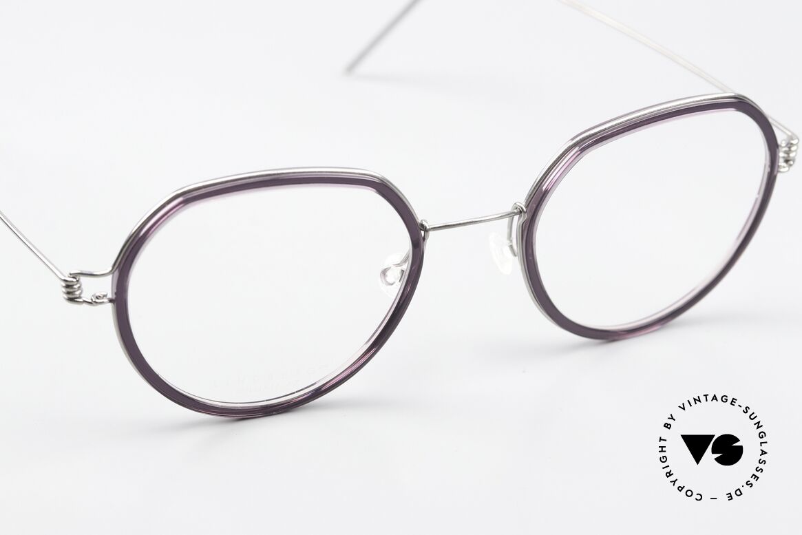 Lindberg Gillian Air Titan Rim Shiny Silver & Dark Violet, unworn, NOS, with original magnetic case by Lindberg, Made for Women