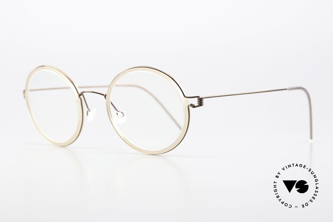 Lindberg Cameron 48 Air Titan Rim Round Eyewear Women Men, striking refined Air Titan frame with Acetate inner rim, Made for Men and Women